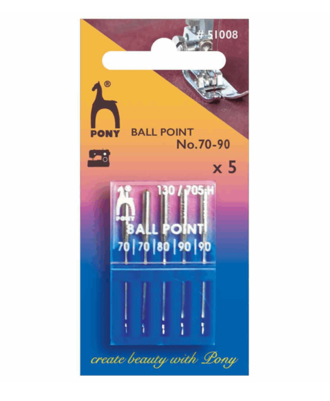 Pony Ballpoint/Jersey Sewing Machine Needles - Pack of 5