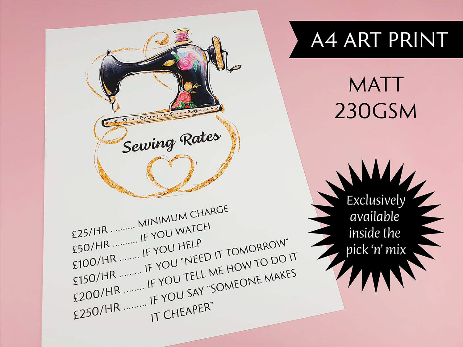 Sewing rates A4 art print